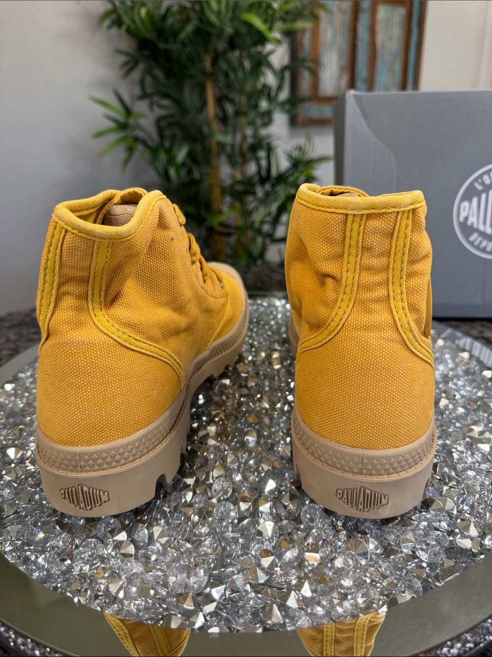 Palladium butterscoth Yellow Honey gold Canvas Lace-Up Ankle Boots lug sole NEW - Picture 7 of 12